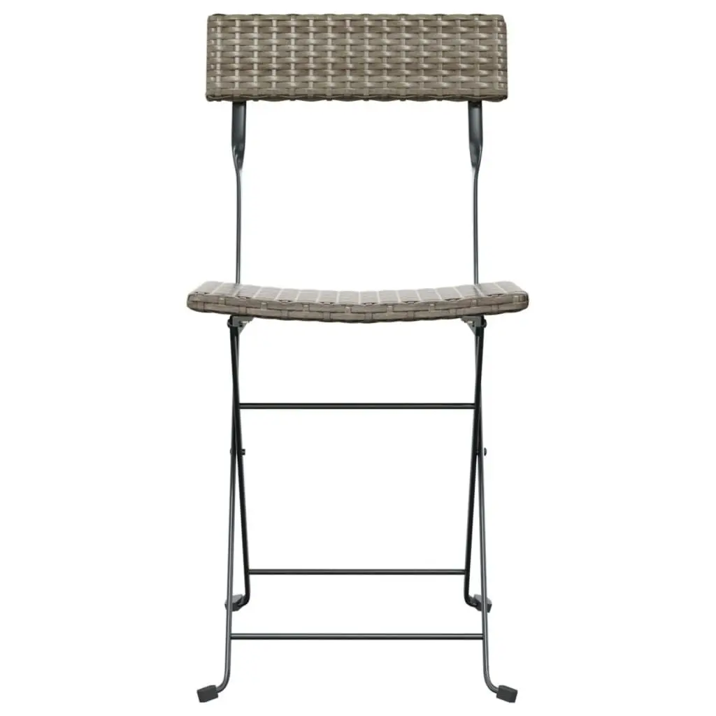 Folding Bistro Chairs 4 pcs Grey Poly Rattan and Steel 3152118