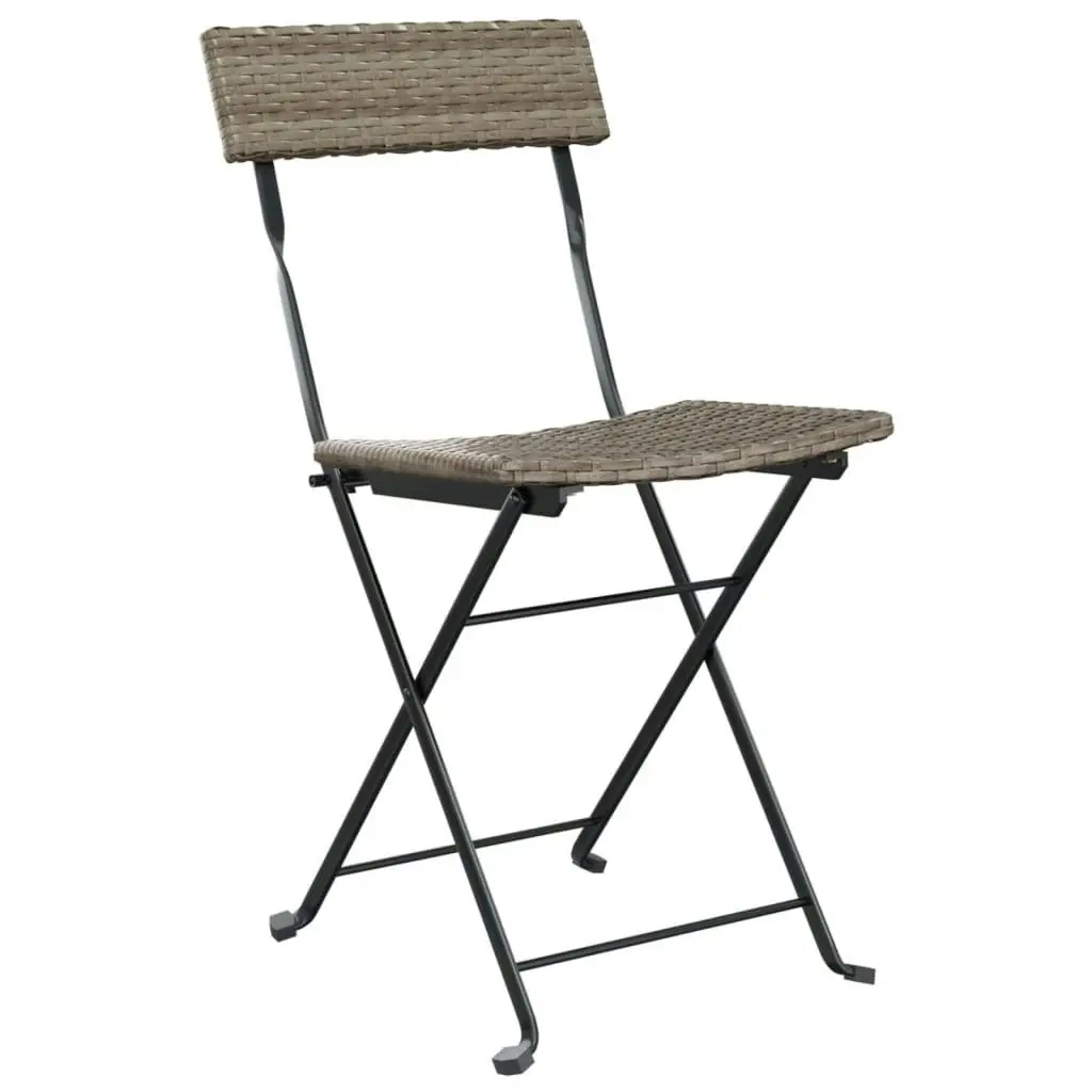 Folding Bistro Chairs 4 pcs Grey Poly Rattan and Steel 3152118