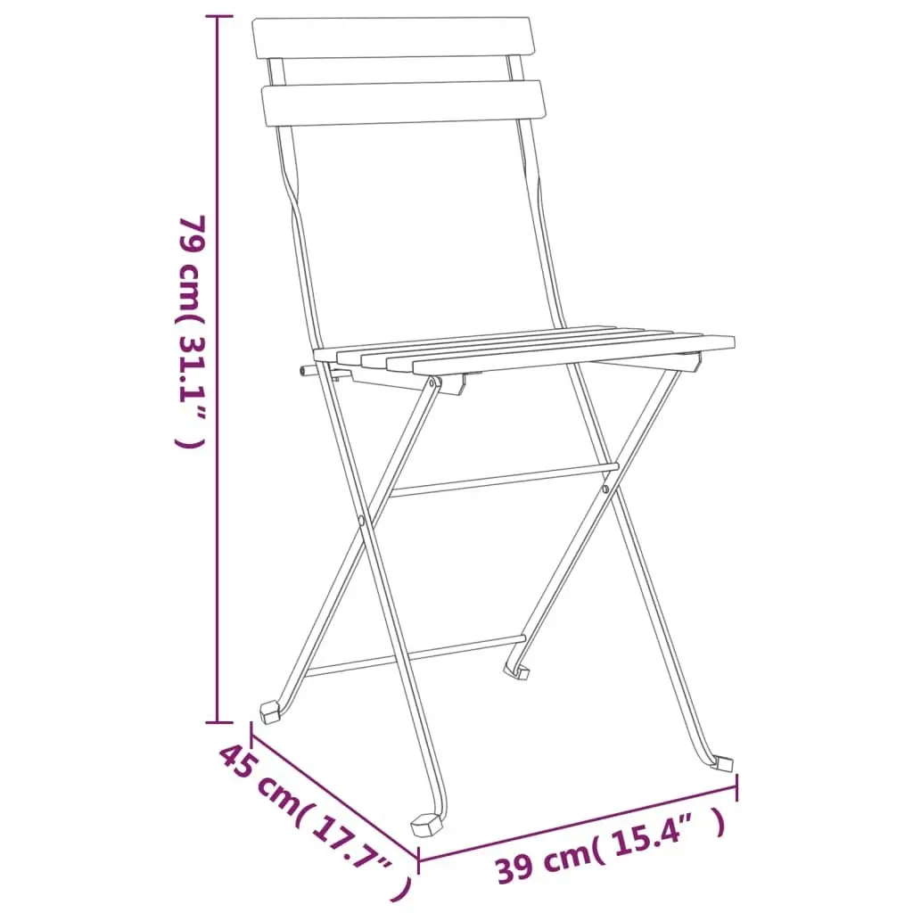 Folding Bistro Chairs 4 pcs Solid Wood Teak and Steel 319980