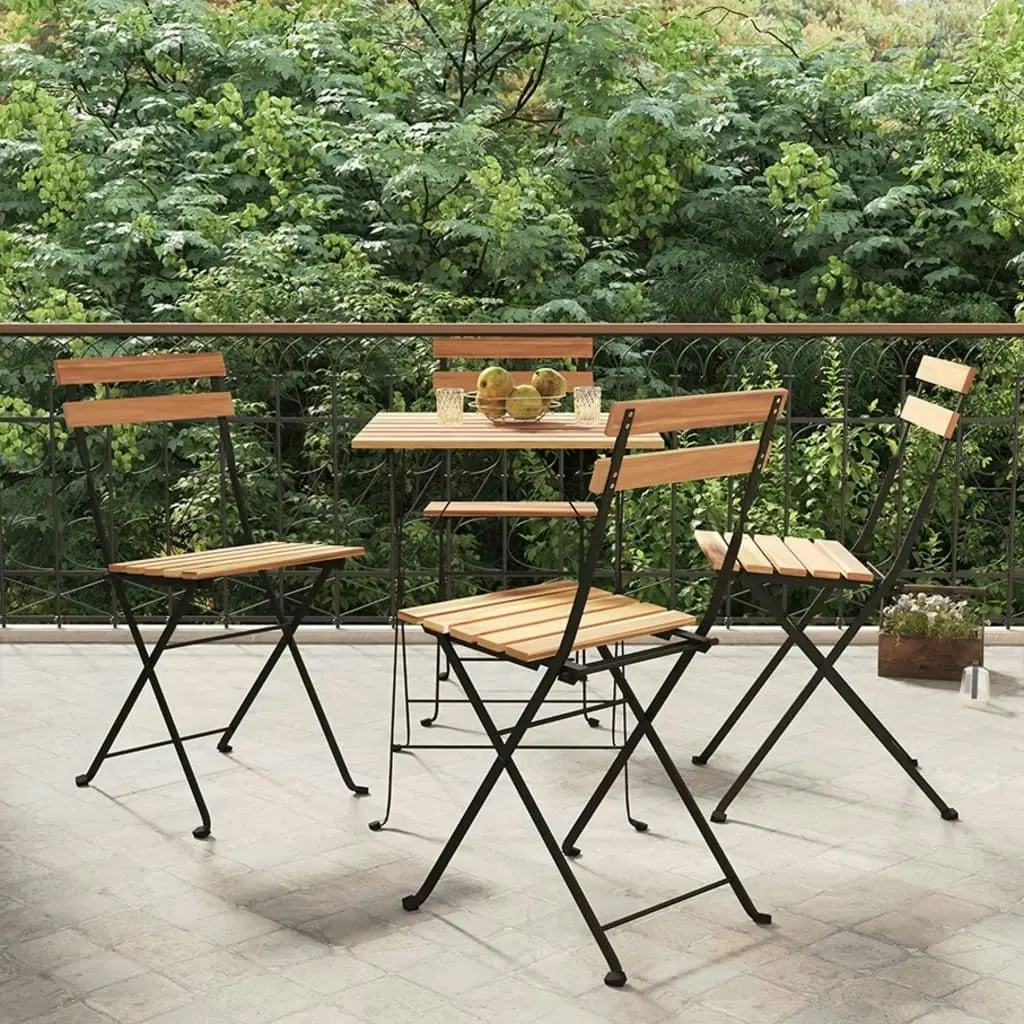 Folding Bistro Chairs 4 pcs Solid Wood Teak and Steel 319980