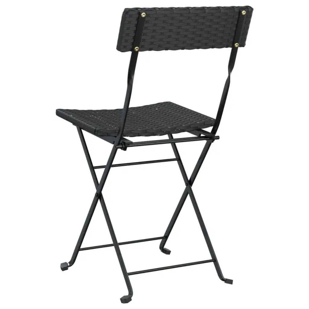 Folding Bistro Chairs 6 pcs Black Poly Rattan and Steel 3152113