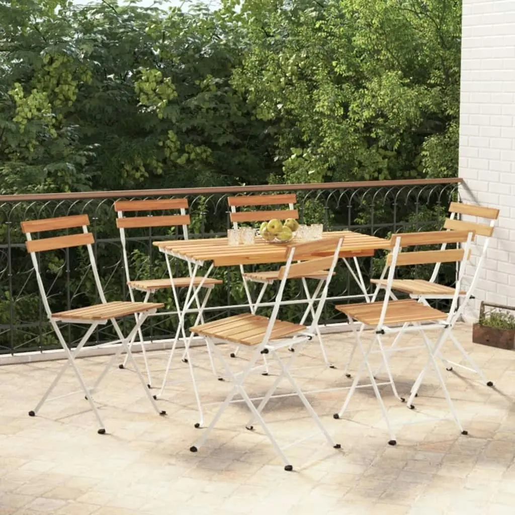 Folding Bistro Chairs 6 pcs Solid Wood Acacia and Steel 3152108