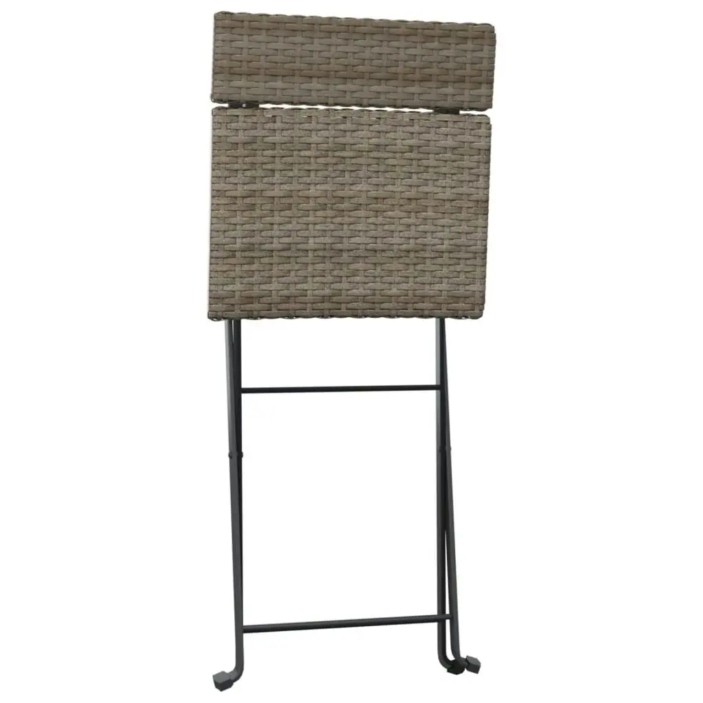 Folding Bistro Chairs 8 pcs Grey Poly Rattan and Steel 3152120