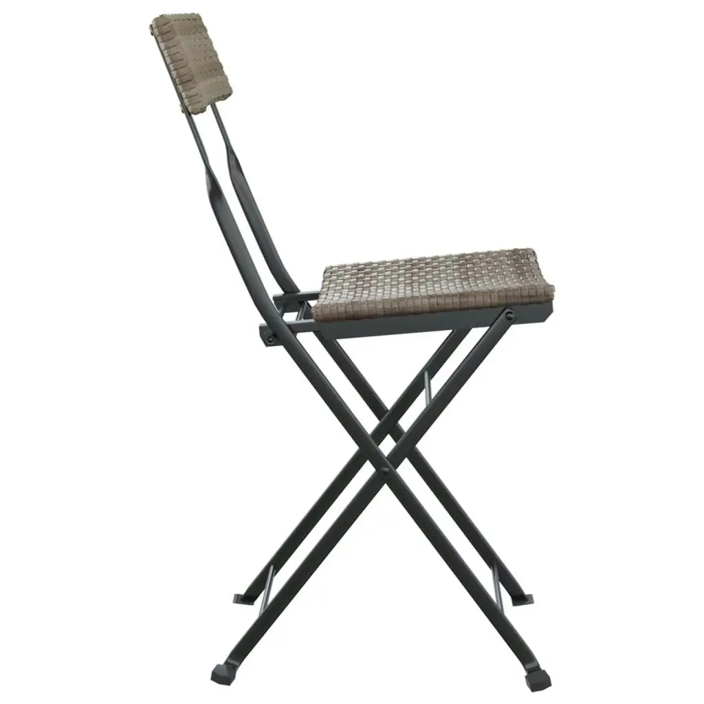 Folding Bistro Chairs 8 pcs Grey Poly Rattan and Steel 3152120