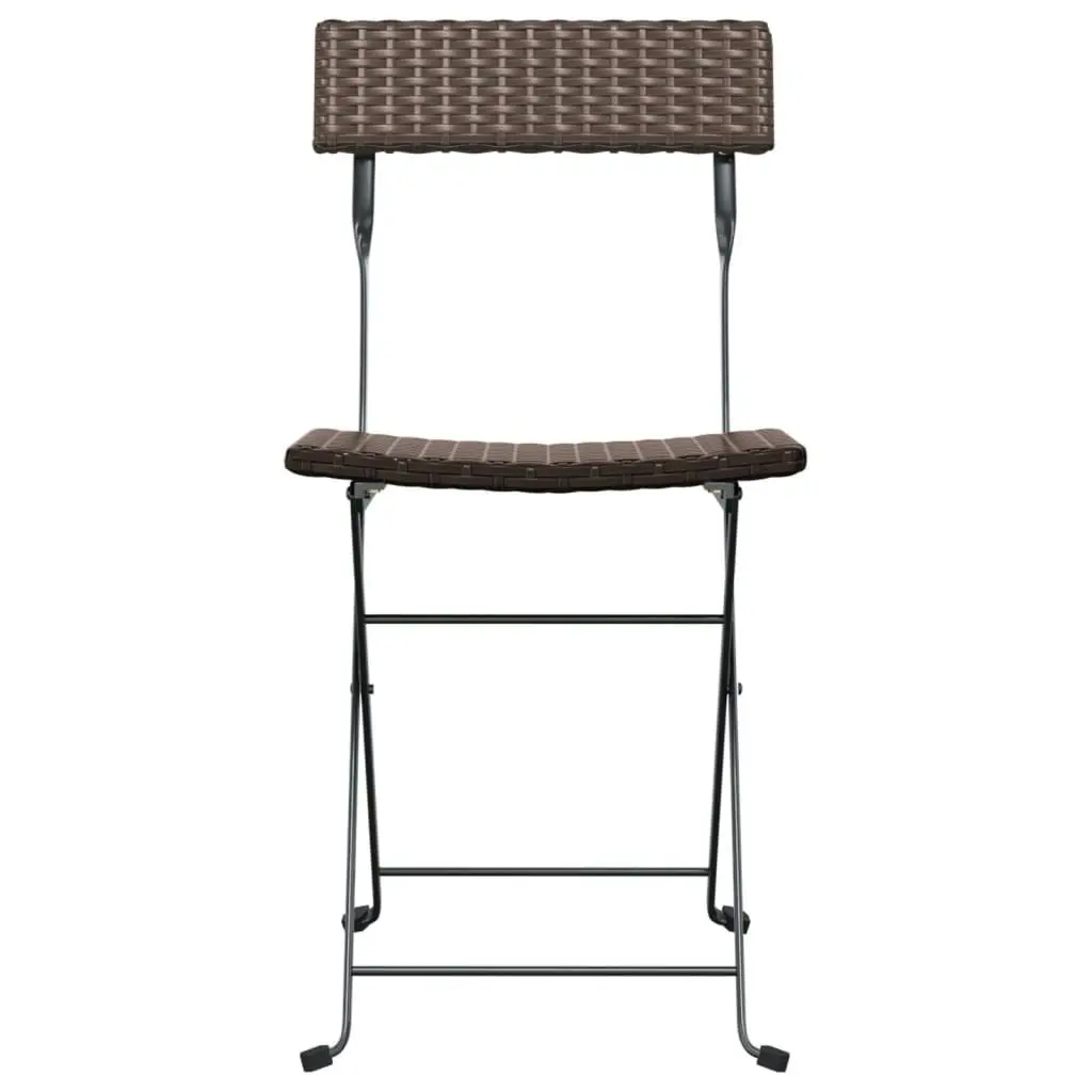 Folding Bistro Chairs 8 pcs Brown Poly Rattan and Steel 3152117