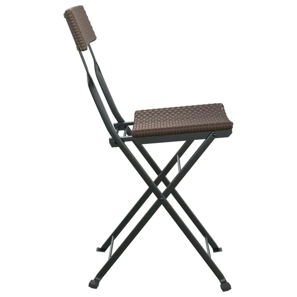 Folding Bistro Chairs 8 pcs Brown Poly Rattan and Steel 3152117