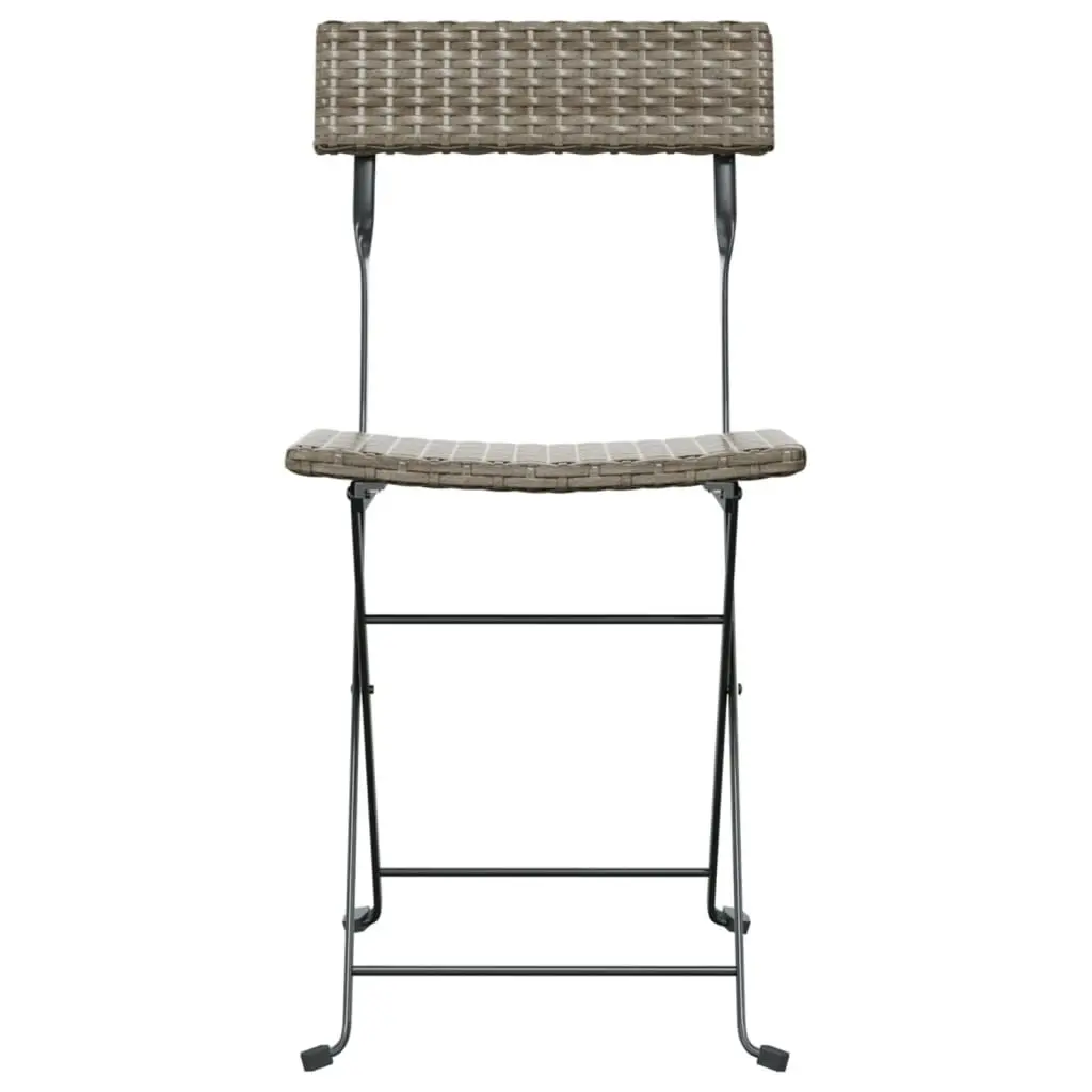 Folding Bistro Chairs 6 pcs Grey Poly Rattan and Steel 3152119