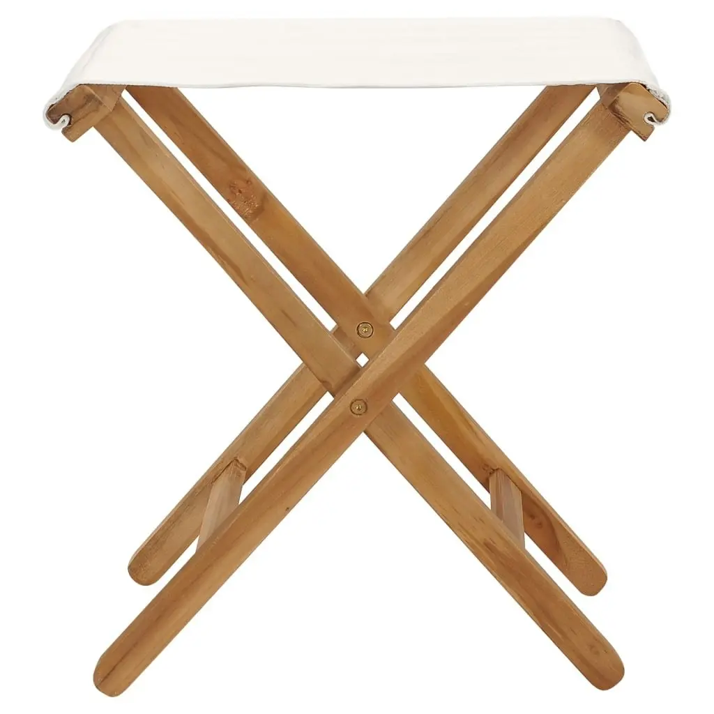 Folding Chairs 2 pcs Solid Teak Wood and Fabric Cream White 310669