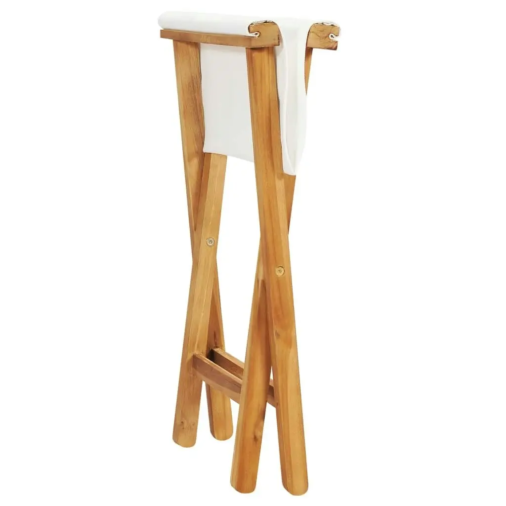 Folding Chairs 2 pcs Solid Teak Wood and Fabric Cream White 310669