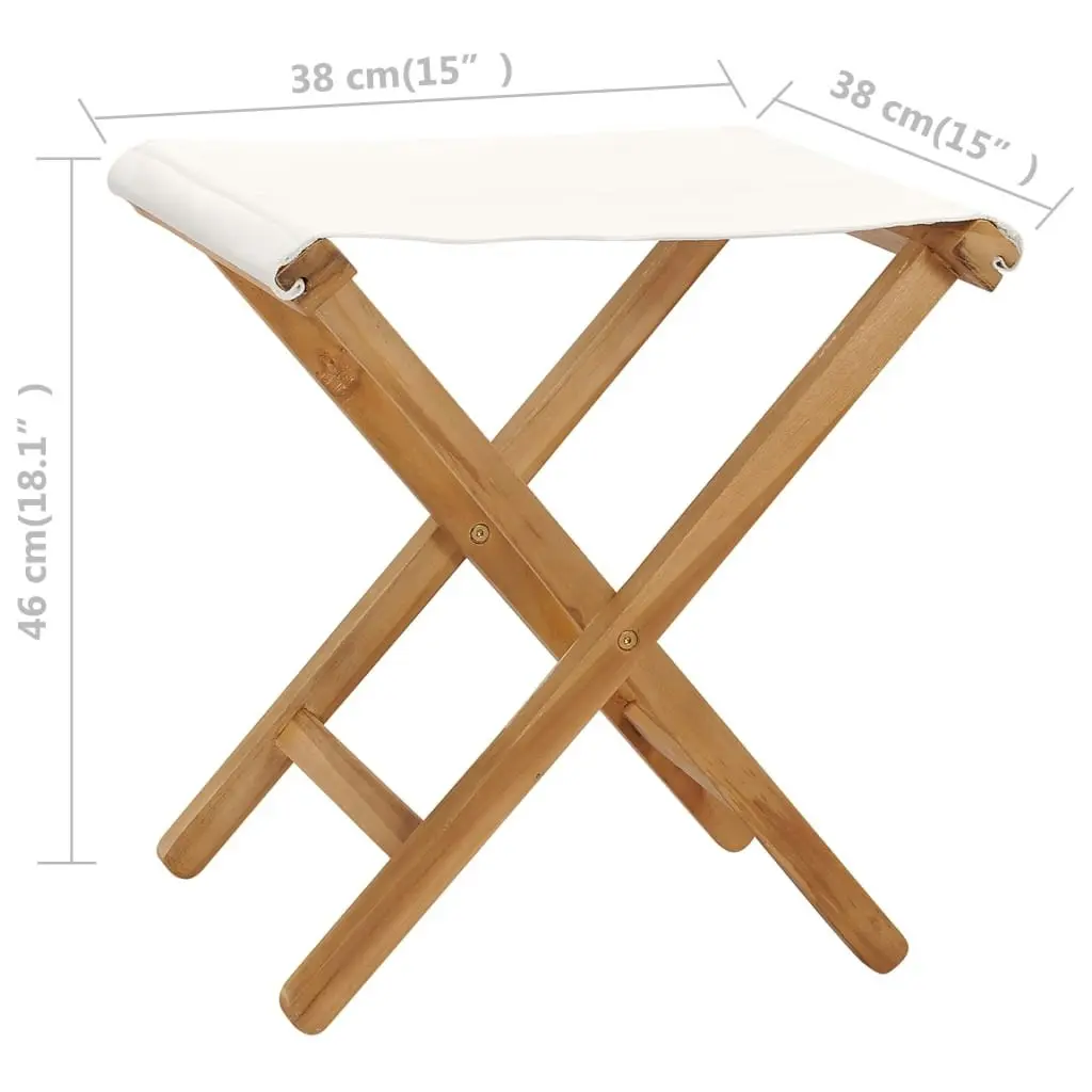 Folding Chairs 2 pcs Solid Teak Wood and Fabric Cream White 310669