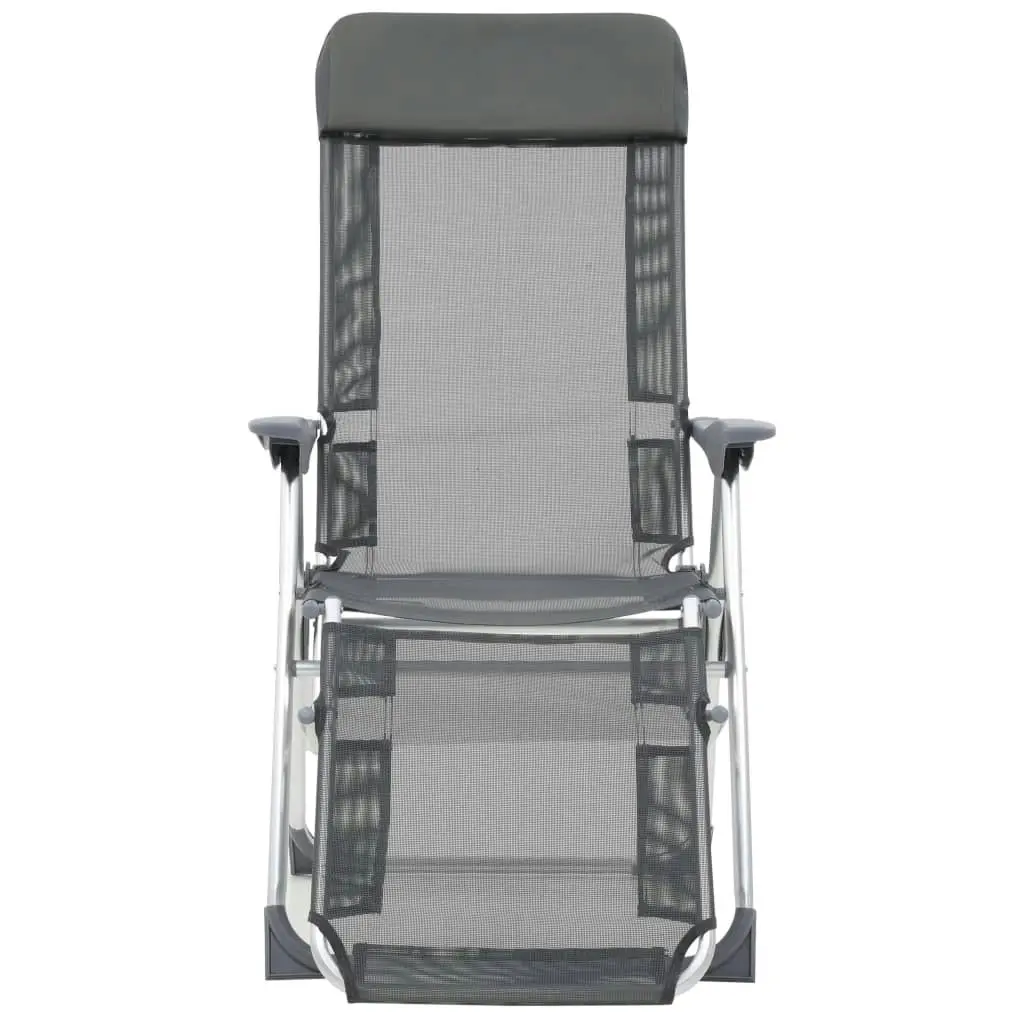 Folding Camping Chairs with Footrests 2 pcs Grey Textilene 360145