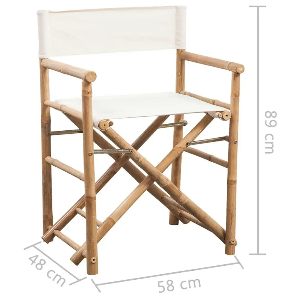 Folding Director's Chair 2 pcs Bamboo and Canvas 41895