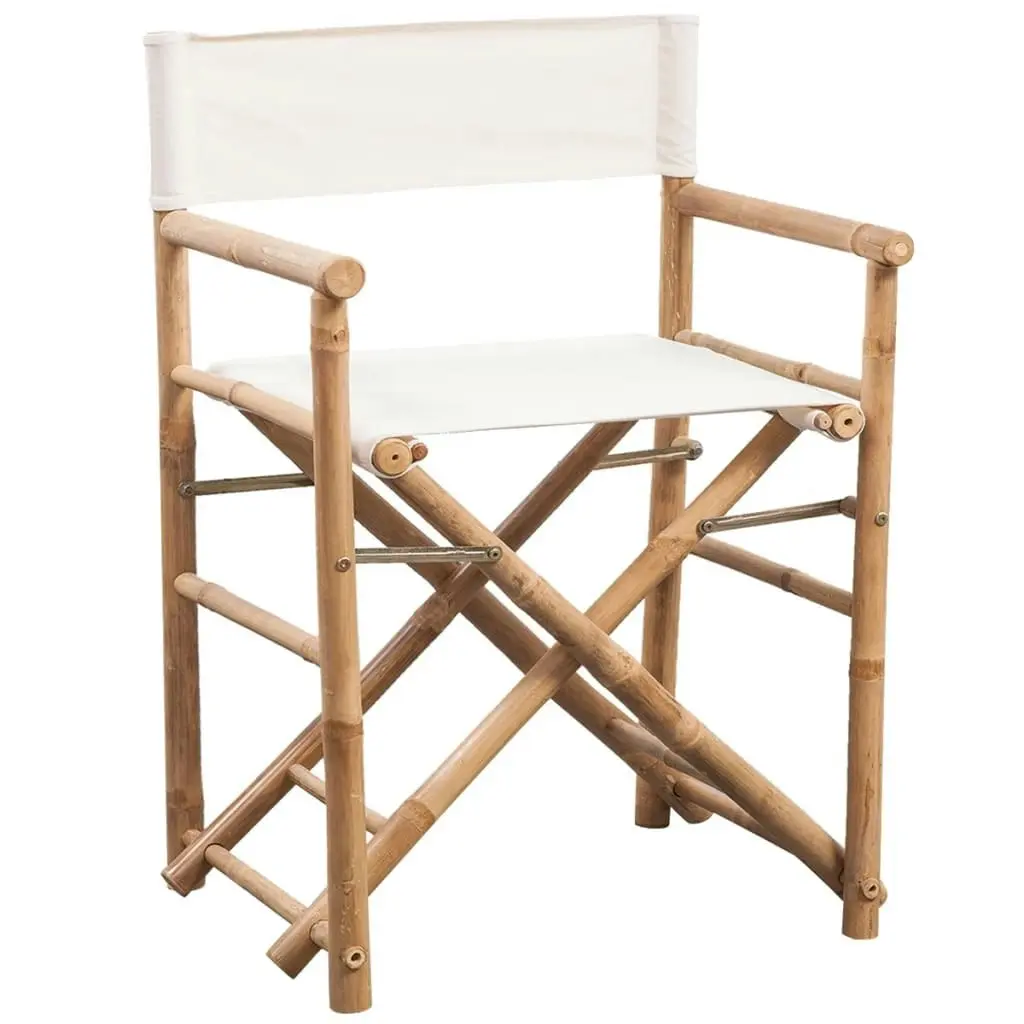 Folding Director's Chair 2 pcs Bamboo and Canvas 41895