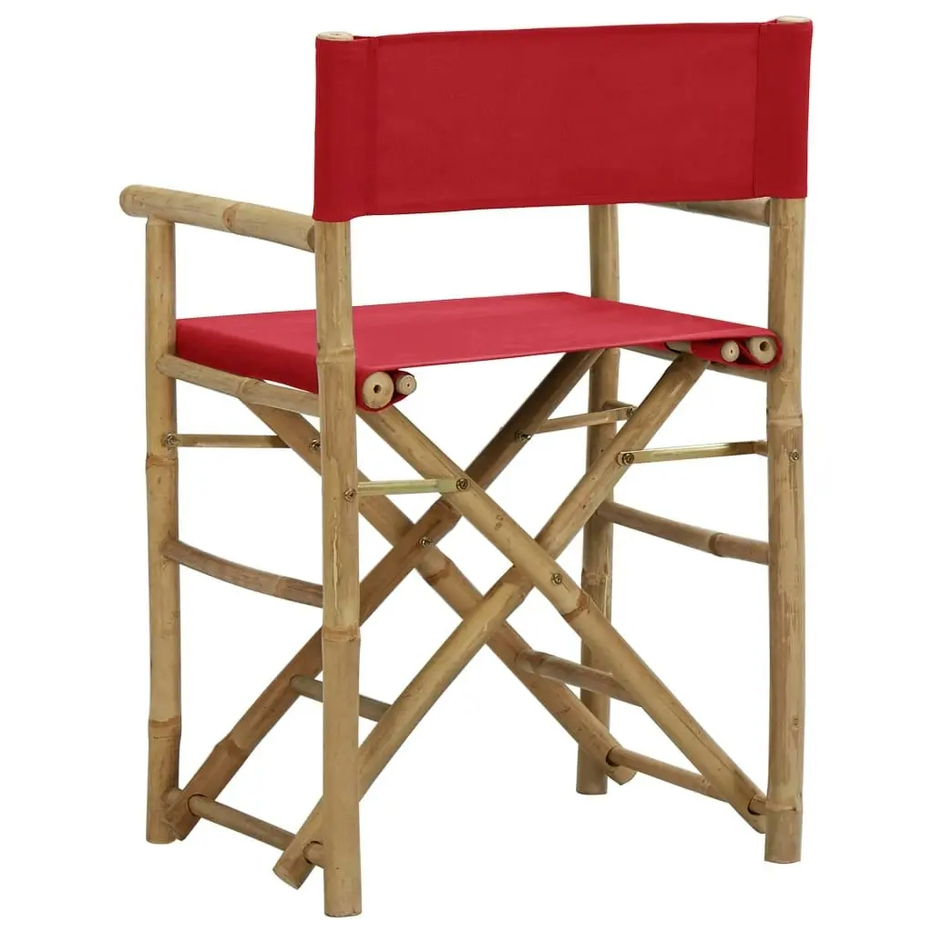 Folding Director's Chairs 2 pcs Red Bamboo and Fabric 313031