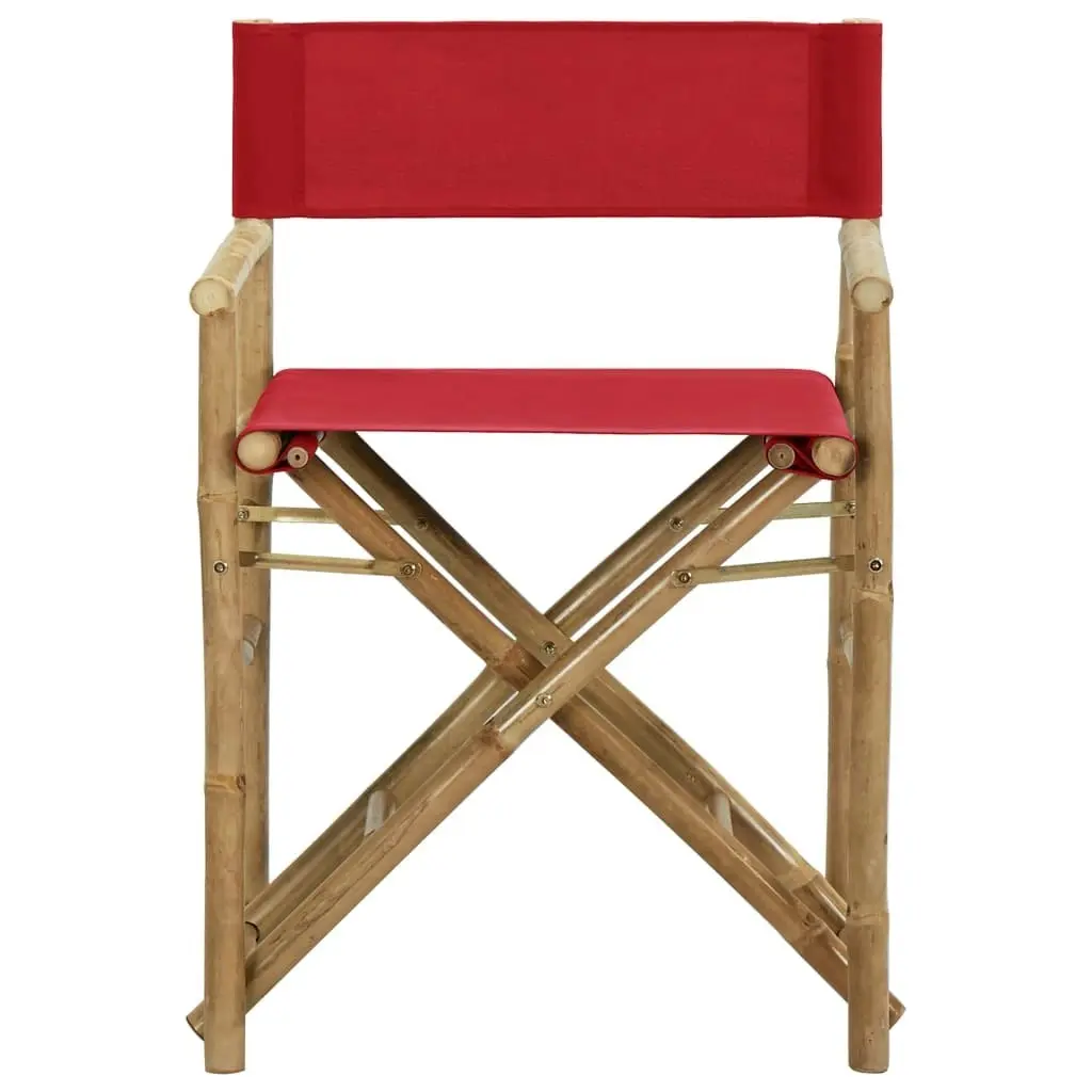 Folding Director's Chairs 2 pcs Red Bamboo and Fabric 313031