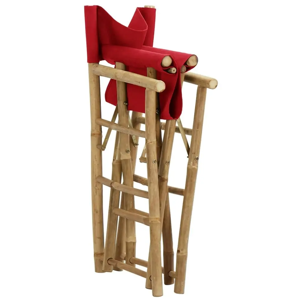 Folding Director's Chairs 2 pcs Red Bamboo and Fabric 313031