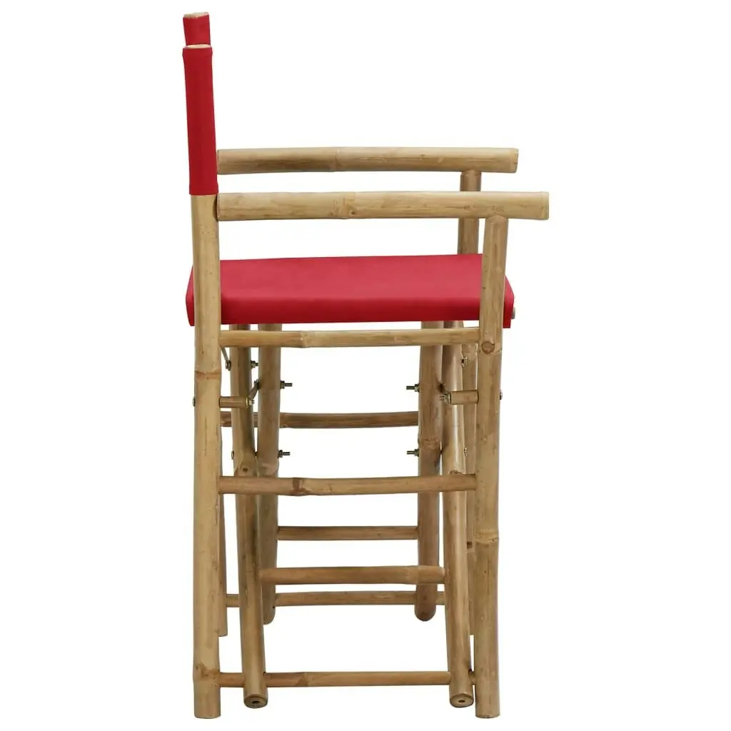 Folding Director's Chairs 2 pcs Red Bamboo and Fabric 313031