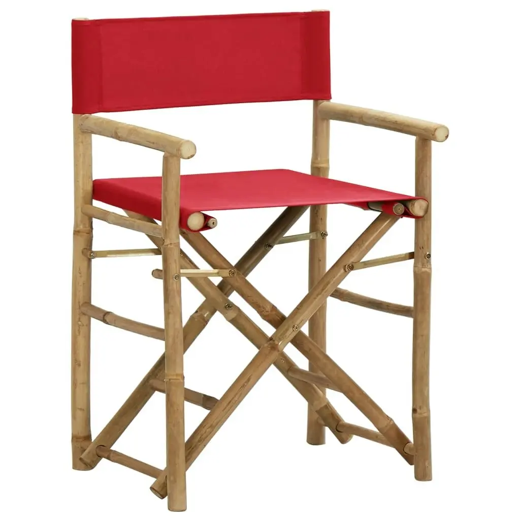 Folding Director's Chairs 2 pcs Red Bamboo and Fabric 313031