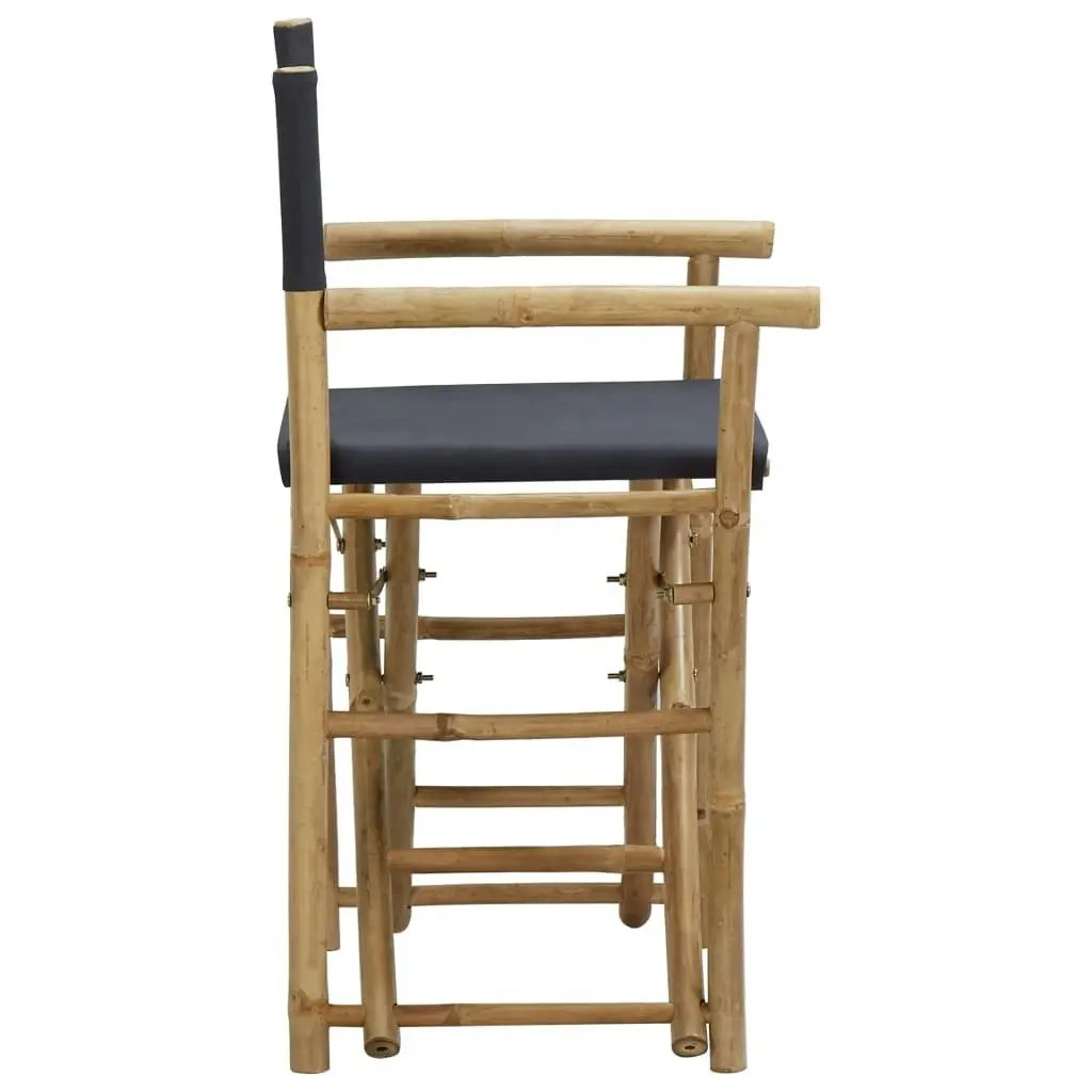 Folding Director's Chairs 2 pcs Dark Grey Bamboo and Fabric 313029