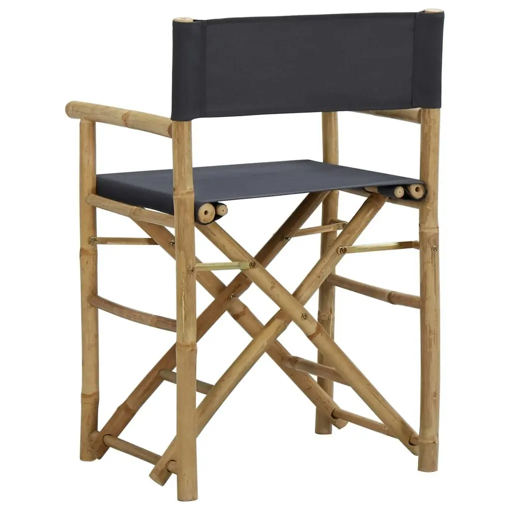 Folding Director's Chairs 2 pcs Dark Grey Bamboo and Fabric 313029