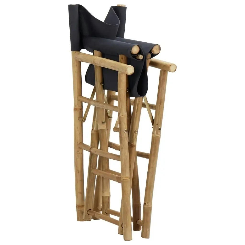 Folding Director's Chairs 2 pcs Dark Grey Bamboo and Fabric 313029