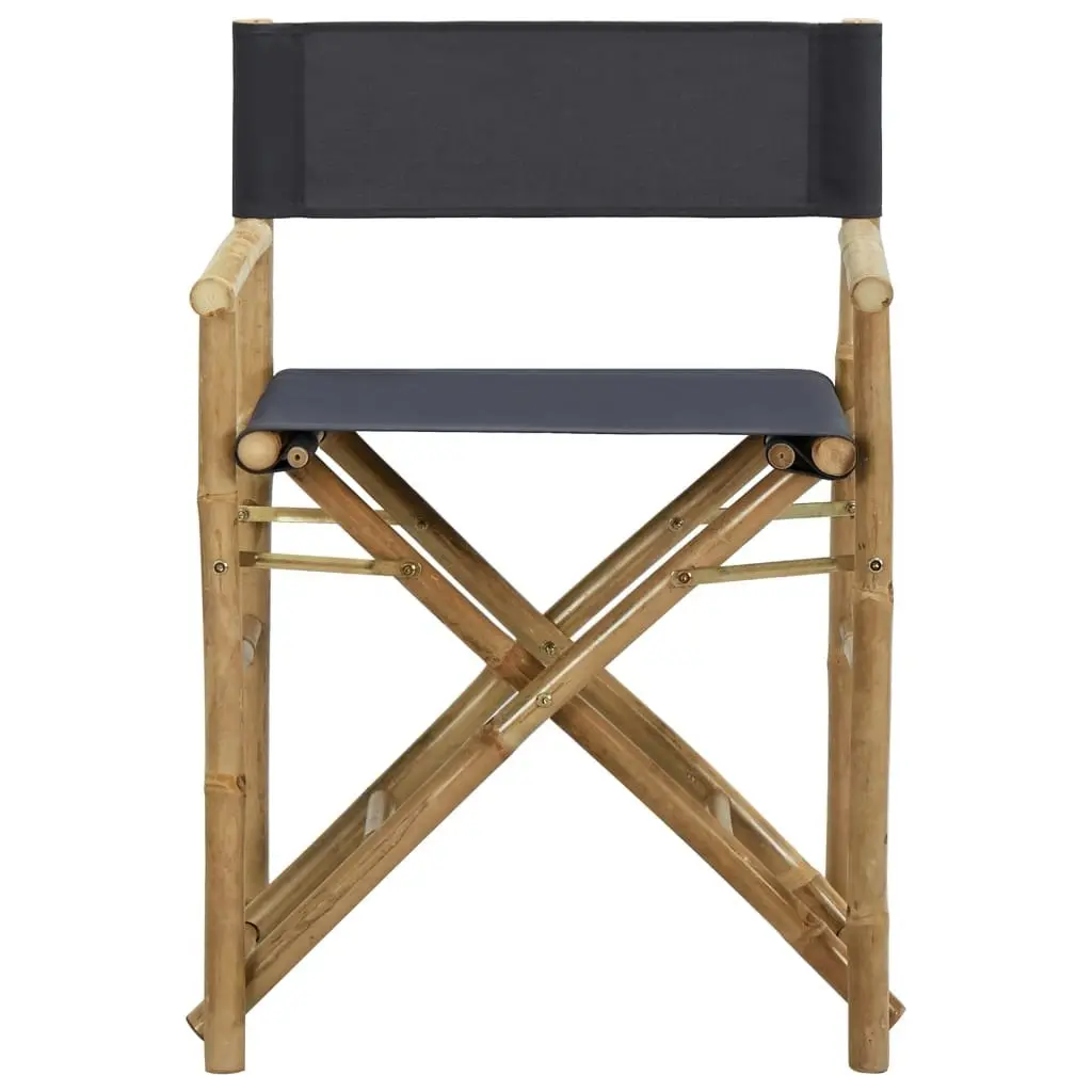 Folding Director's Chairs 2 pcs Dark Grey Bamboo and Fabric 313029