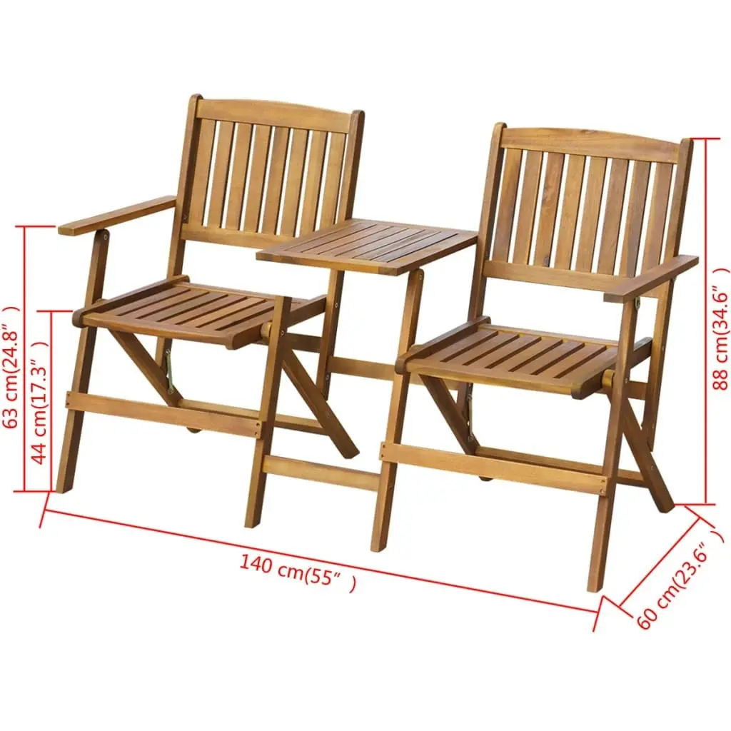 Folding Garden Bench with Tea Table 140 cm Solid Acacia Wood 42654