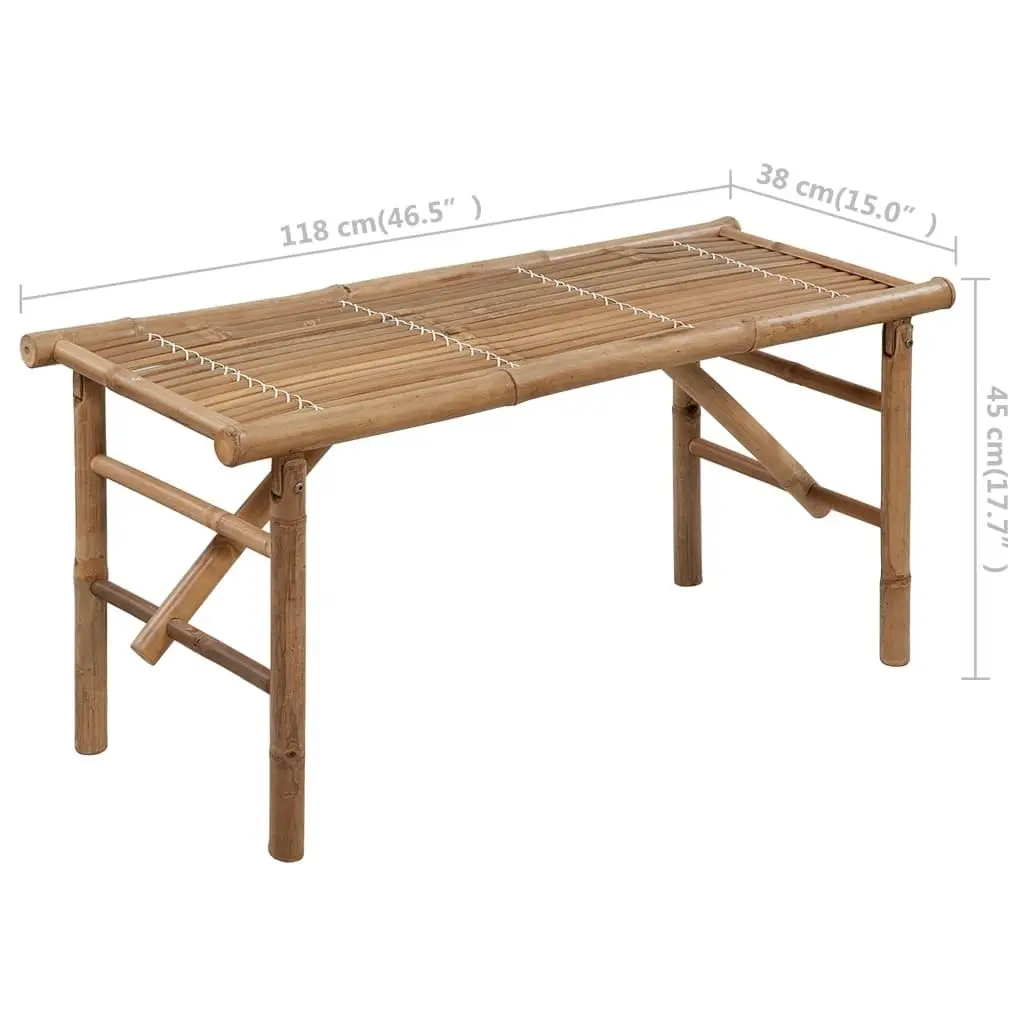 Folding Garden Bench with Cushion 118 cm Bamboo 3063864