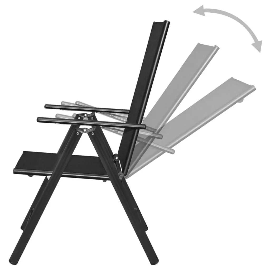 Folding Garden Chairs 2 pcs Aluminium and Textilene Black 41730