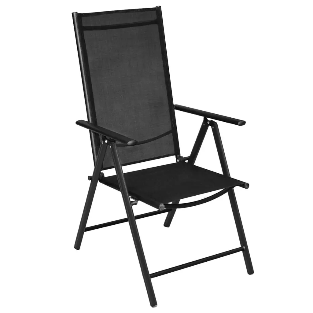 Folding Garden Chairs 2 pcs Aluminium and Textilene Black 41730