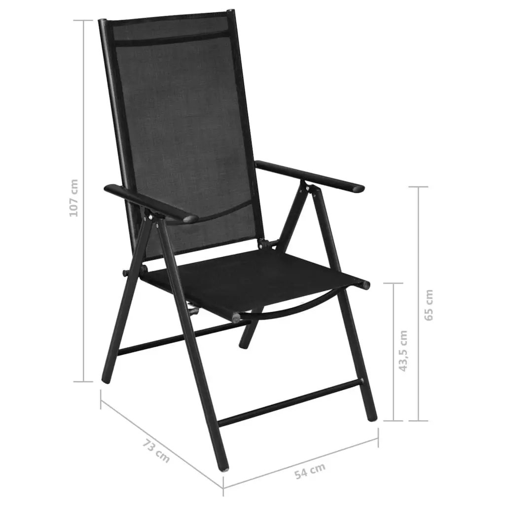 Folding Garden Chairs 2 pcs Aluminium and Textilene Black 41730