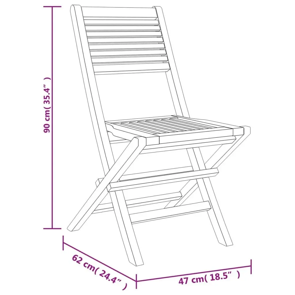 Folding Garden Chairs 2 pcs 47x62x90 cm Solid Wood Teak 362761