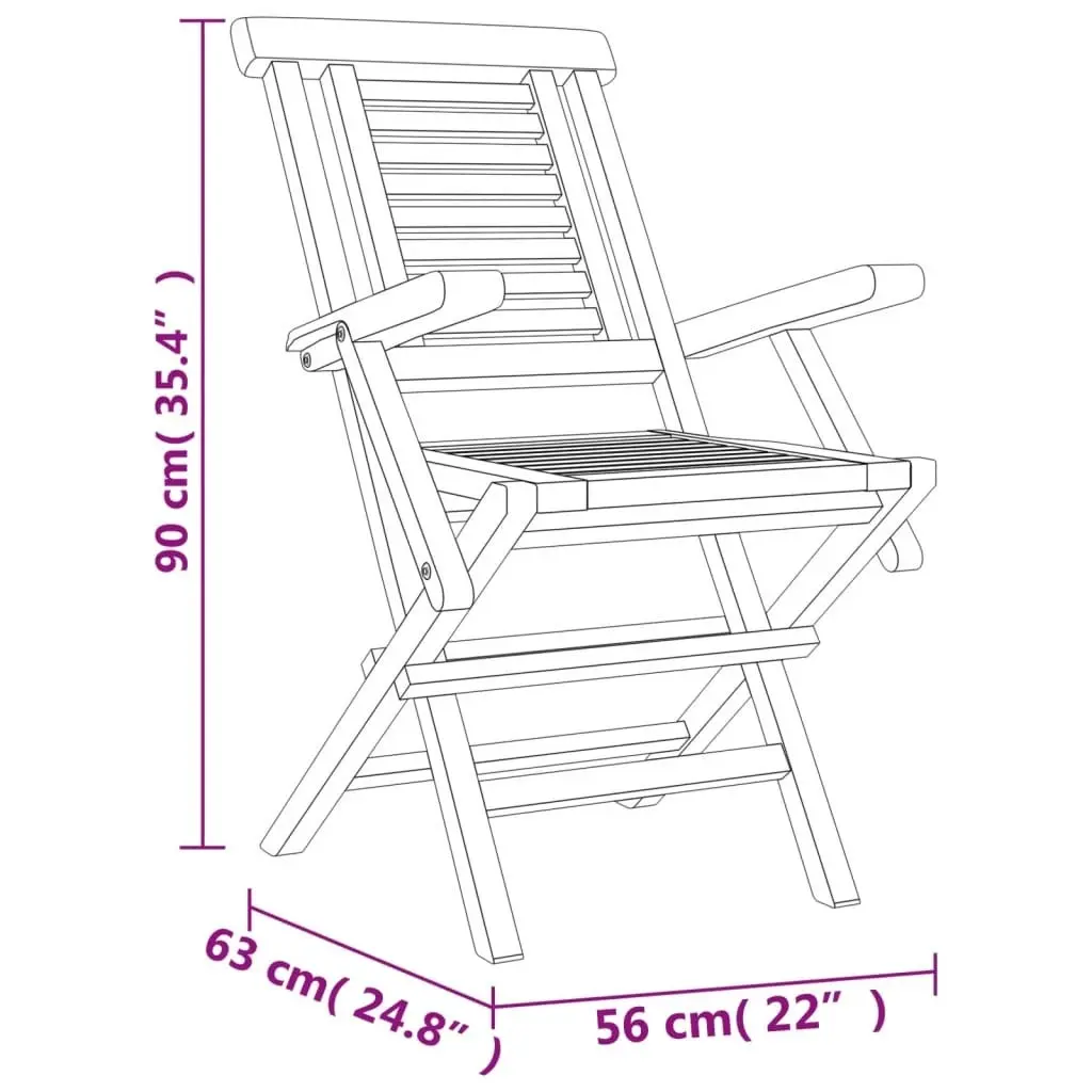 Folding Garden Chairs 2 pcs 56x63x90 cm Solid Wood Teak 362756