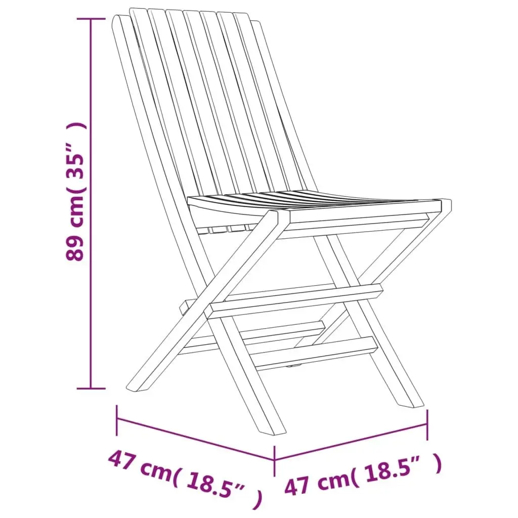 Folding Garden Chairs 2 pcs 47x47x89 cm Solid Wood Teak 362757