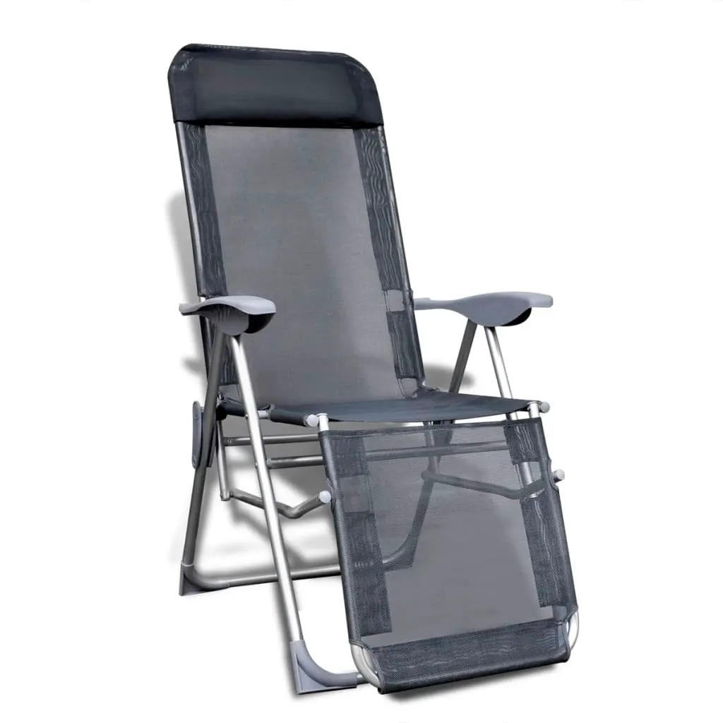 Folding Garden Chairs 2 pcs Aluminium and Textilene Grey 41332