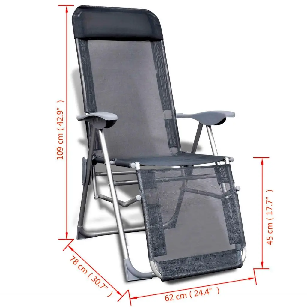 Folding Garden Chairs 2 pcs Aluminium and Textilene Grey 41332