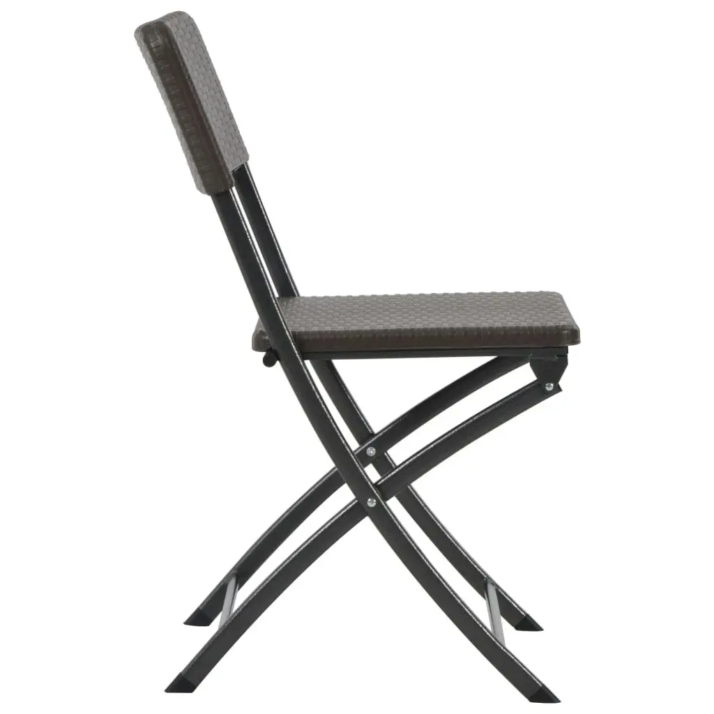 Folding Garden Chairs 2 pcs HDPE and Steel Brown 44551