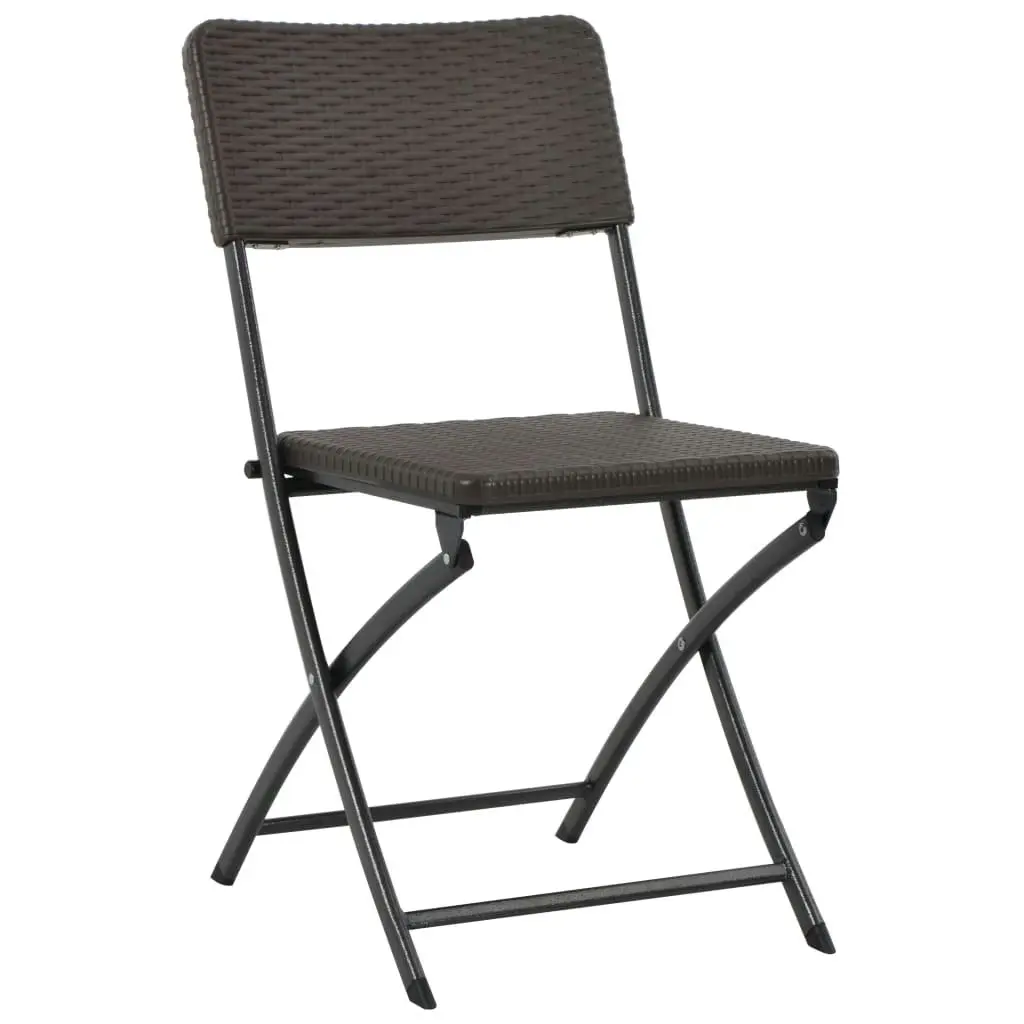 Folding Garden Chairs 2 pcs HDPE and Steel Brown 44551