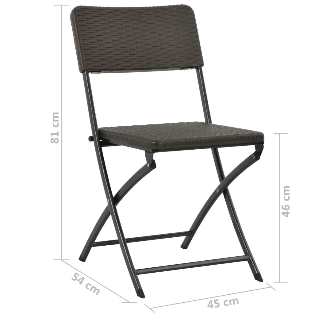 Folding Garden Chairs 2 pcs HDPE and Steel Brown 44551