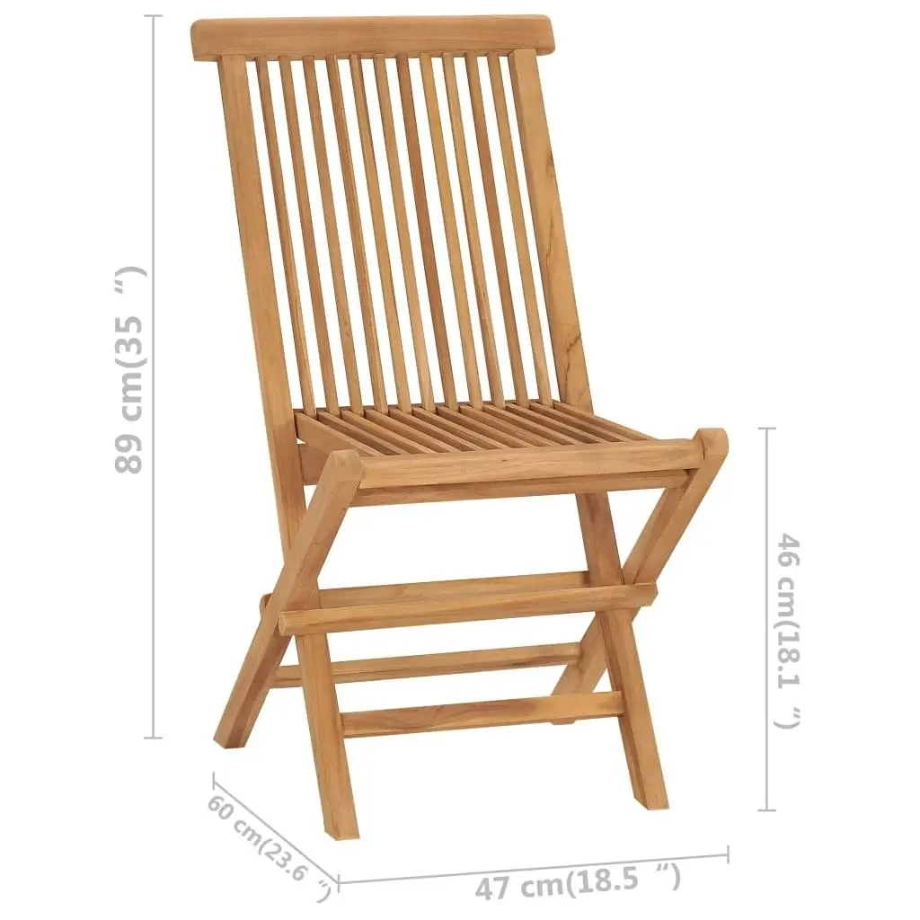 Folding Garden Chairs 2 pcs Solid Teak Wood 41993