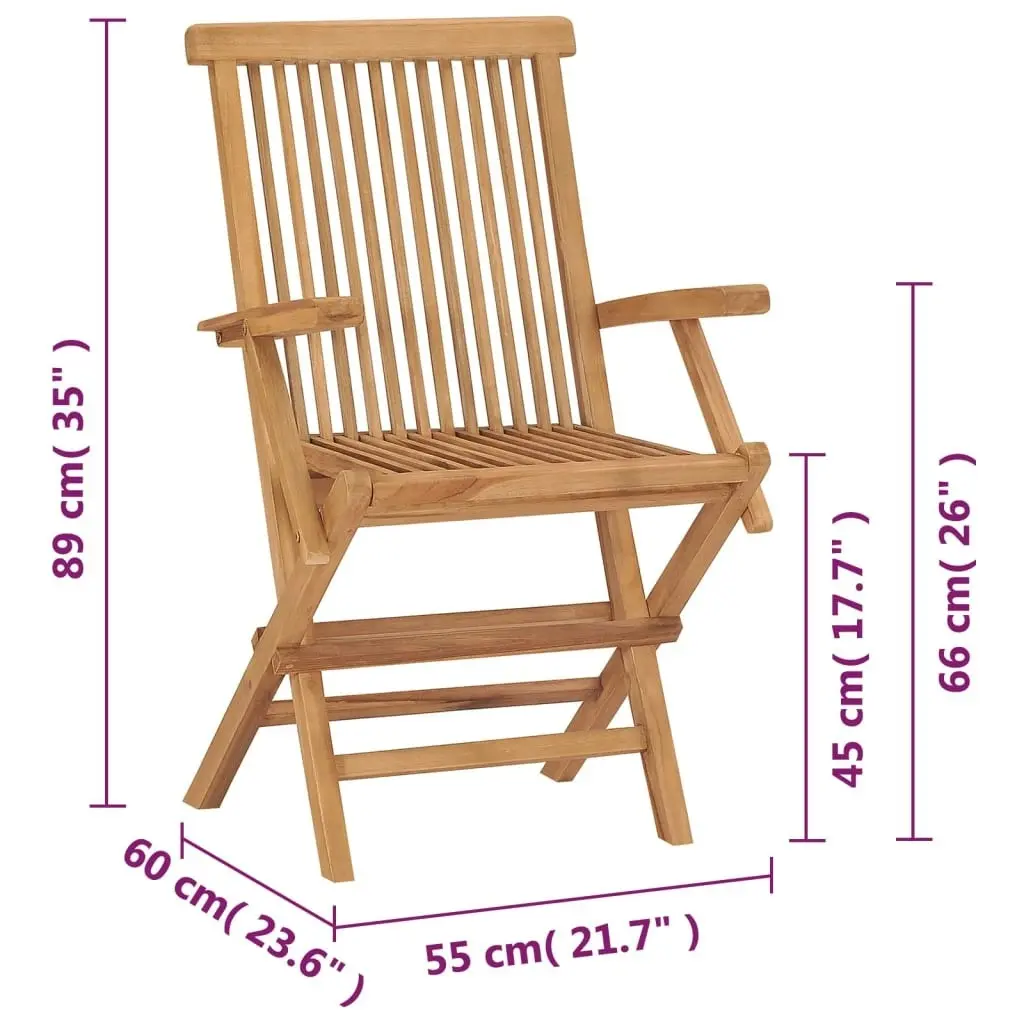 Folding Garden Chairs 2 pcs Solid Teak Wood 41999