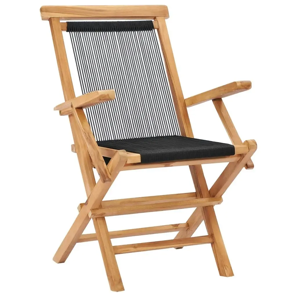 Folding Garden Chairs 2 pcs Solid Teak Wood and Rope 49362