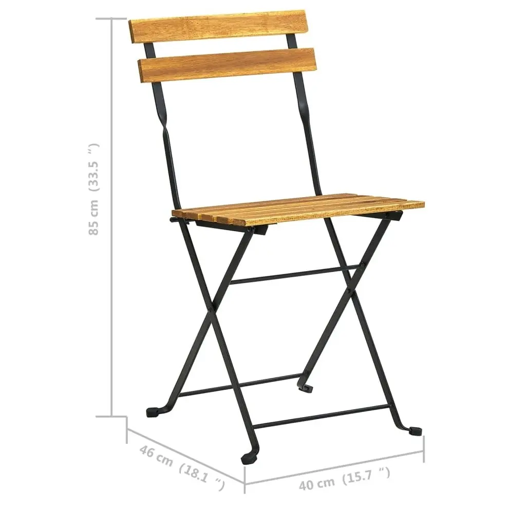 Folding Garden Chairs 2 pcs Steel and Solid Acacia Wood 43734