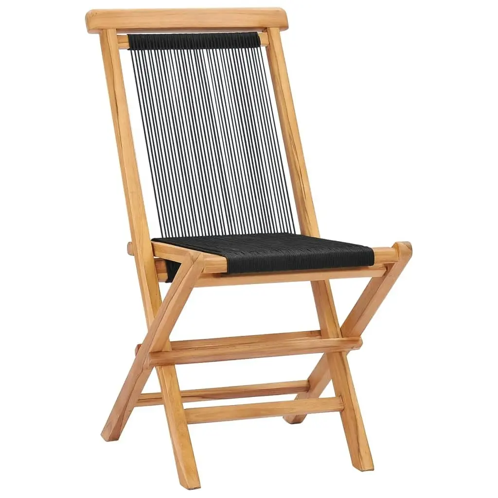 Folding Garden Chairs 2 pcs Solid Teak Wood and Rope 49363