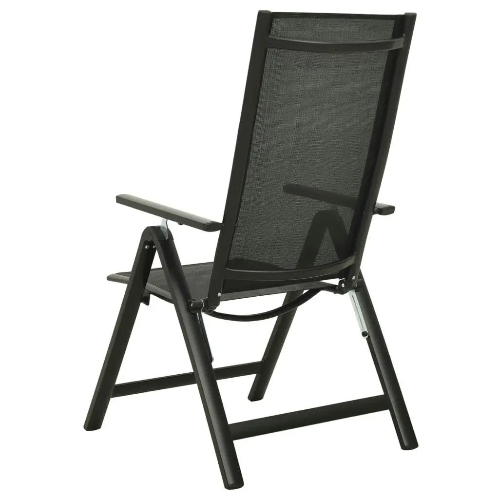 Folding Garden Chairs 2 pcs Textilene and Aluminium Black 312188