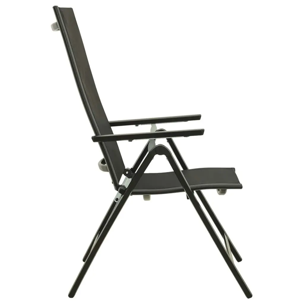 Folding Garden Chairs 2 pcs Textilene and Aluminium Black 312188