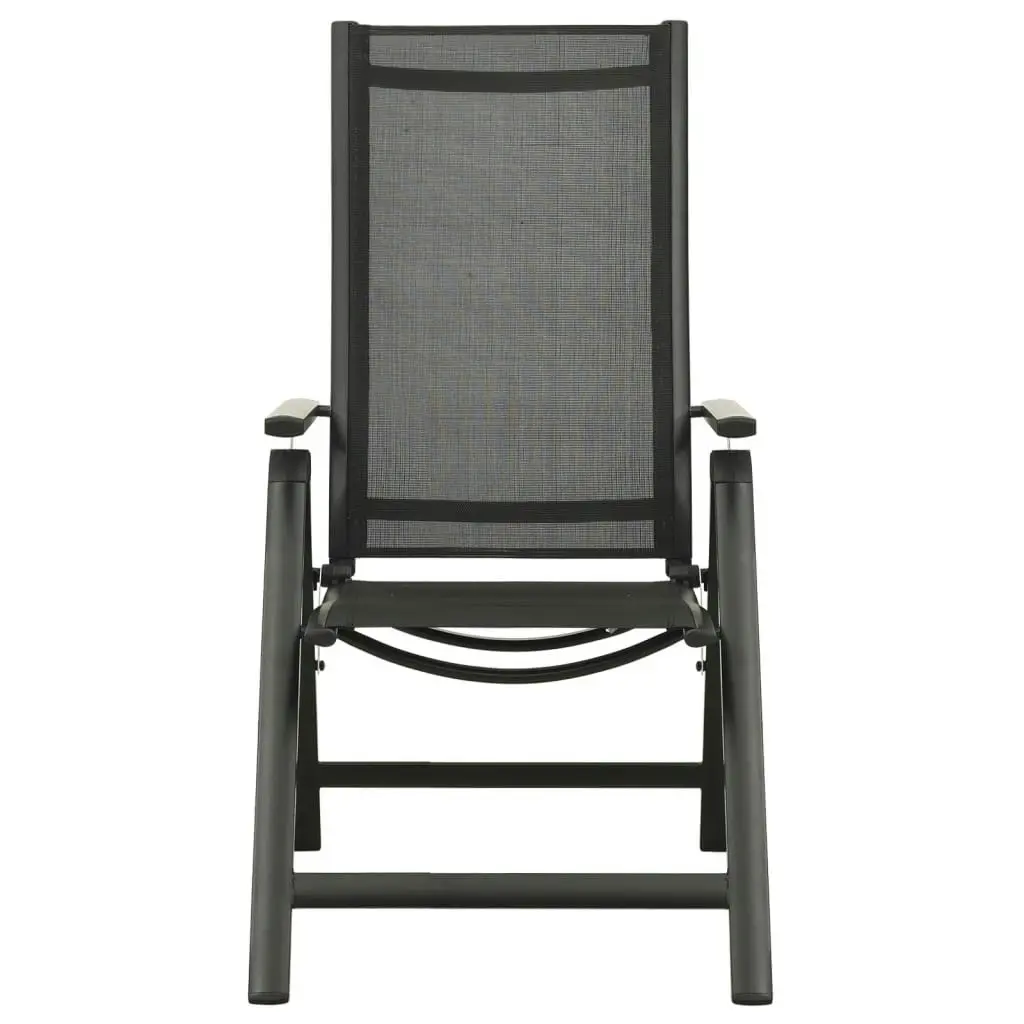 Folding Garden Chairs 2 pcs Textilene and Aluminium Black 312188