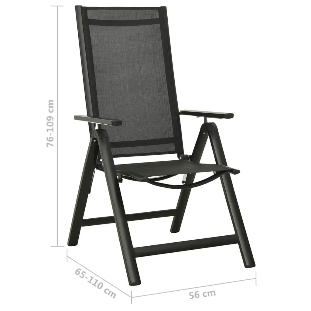 Folding Garden Chairs 2 pcs Textilene and Aluminium Black 312188