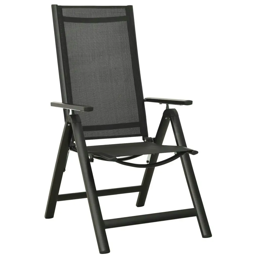 Folding Garden Chairs 2 pcs Textilene and Aluminium Black 312188