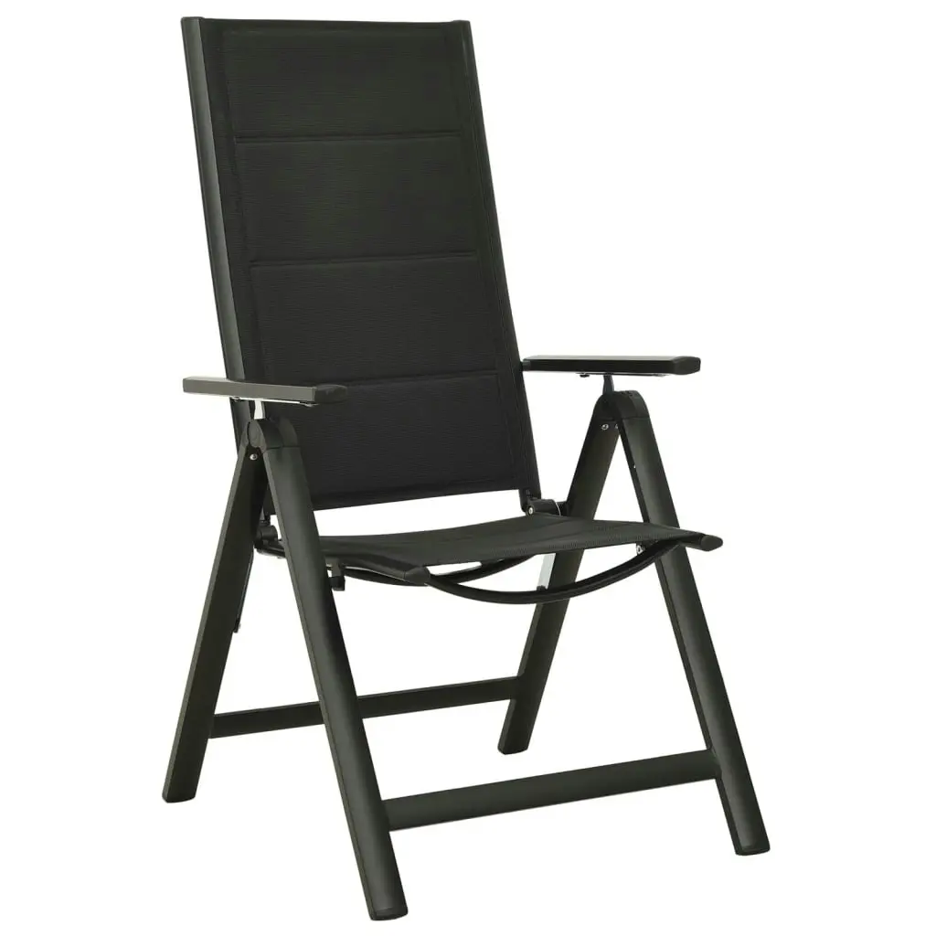 Folding Garden Chairs 2 pcs Textilene and Aluminium Black 312189